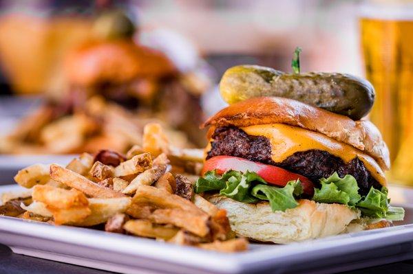 Cheese Burger and Hand-cut fries