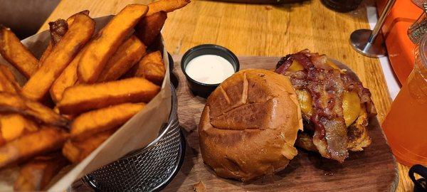 Cowboy and sweet potato fries