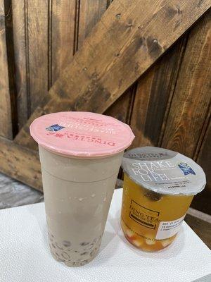 Brown sugar milk green tea with Crystal boba