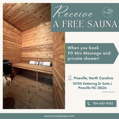 Add on a sauna session after your massage and private shower!