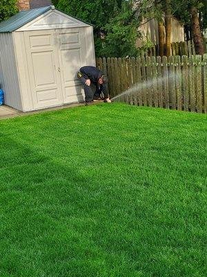 Jake from Metro Lawn Sprinkler Services, is adjusting Rotator Mister in Zone 7.  Tuesday 4/30/2024