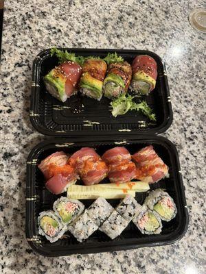 Beauty and Beast Roll, Red Dragon Roll, California Roll