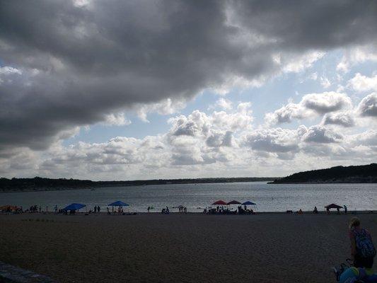 The shore of the swimming area at Russell Park.