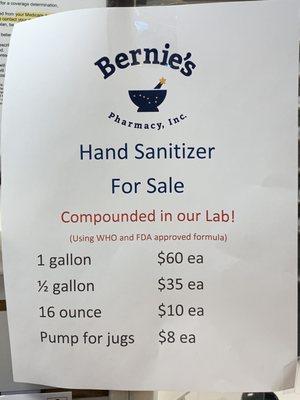 They make in their lab Hand Sanitizer!