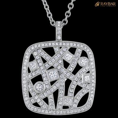 Custom 14K White Gold "Woven" Diamond Pendant **Pendant made and photographed by RAYBAR**