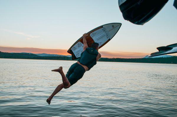 Jumping in for the last surf of the day!