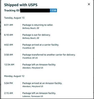 Package 1 - correctly addressed package not delivered