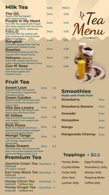 Tea Menu