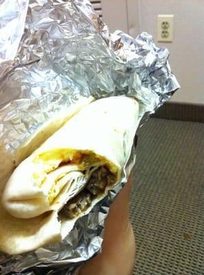 Sausage breakfast burrito.