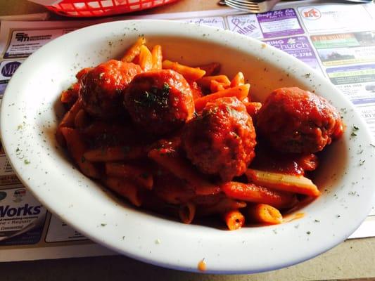 Ziti and meatballs