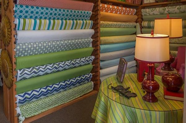 Sunbrella and indoor outdoor fabrics in stock.