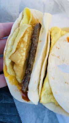 Egg, cheddar, sausage wrap/taco