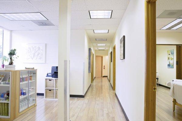 Hallway leading to treatment rooms and classroom