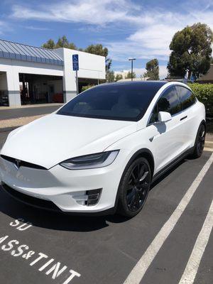 Tesla Model X.  3M Crystalline 1 piece windshield application