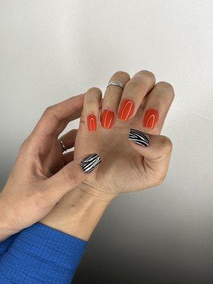 Russian gel manicure with nail art design