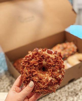 Bourbon Caramel Glaze and Bacon Donut