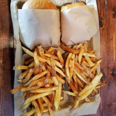 Angus cheeseburger and fresh cut fries