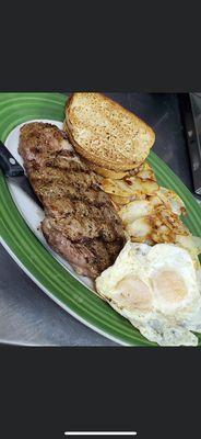 Steak and Eggs with American Fries and toast