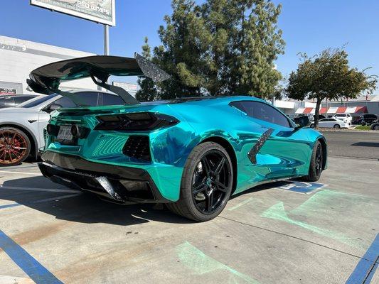 Teal chrome wrap