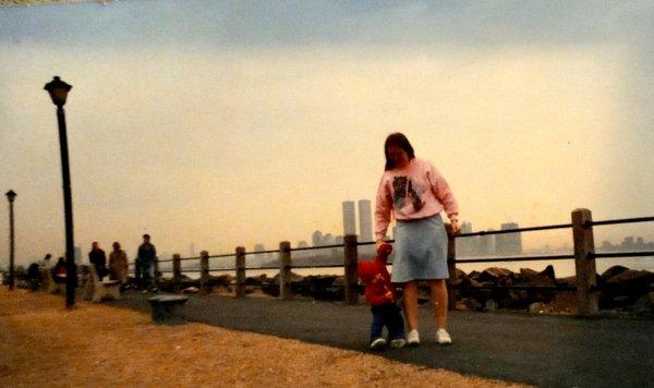 33 year's ago twin towers in background on film of course Sandy Hook State Park NJ