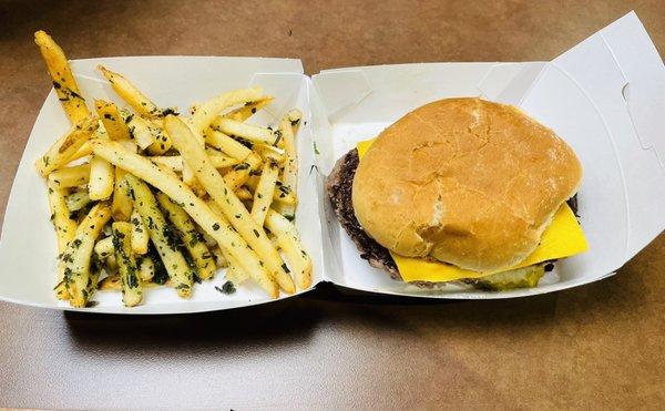 American Burger with Tuscan Fries