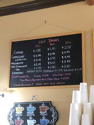 Hot drinks menu 2019