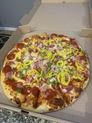 Deluxe pizza sub mushrooms for banana peppers