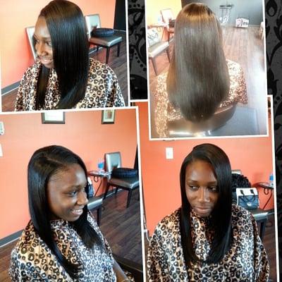 Full sew in weave with 14inch straight hair