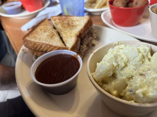 Pulled pork plate with potato salad