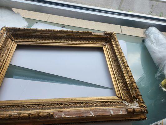 Frame came in utterly broken, but the owner had saved most of the peices very smartly