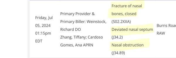JULY 5th ENT: FRACTURE OF NASAL BONES