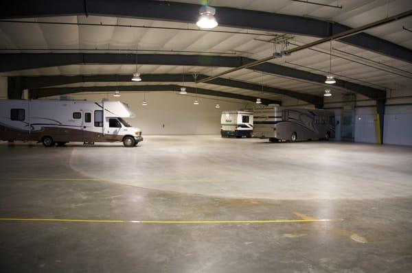 Indoor, heated boat and RV storage spaces.