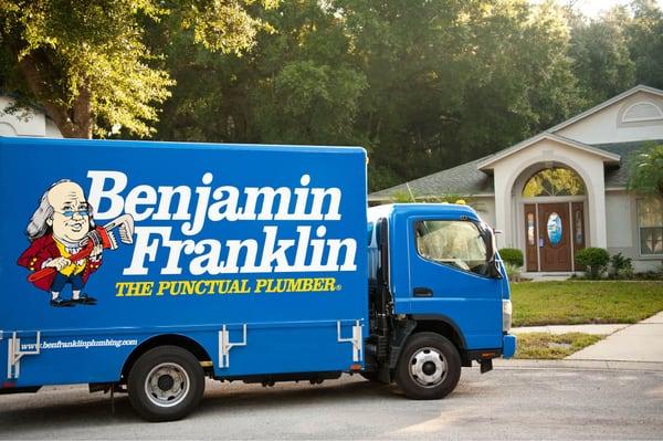 Benjamin Franklin Plumbing - The Punctual Plumbers. 

If there's any delay. It's you we pay!