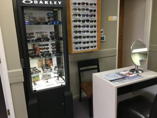 We have a variety of sunglasses to choose from: Oakley, Ray Ban, Vogue, Versace, Coach (NEW), Vera Wang, Nike, Wiley X, etc.