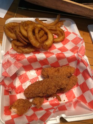 This is their chicken tender meal. Comes with nothing. I ordered onion rings which are nothing but oil, clumped mess