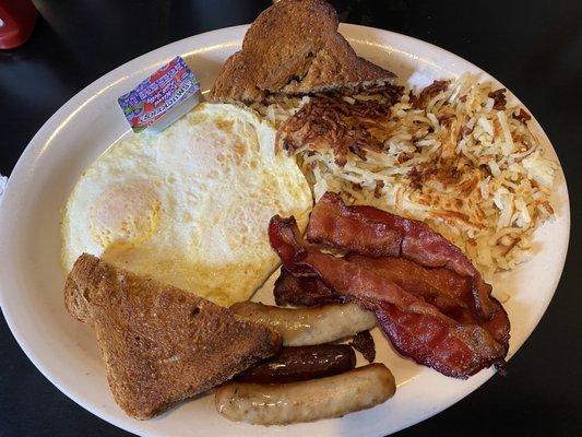 Hungry Mans Breakfast with whole wheat toast