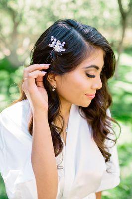 A rhinestone comb can add the perfect touch to any bridal look