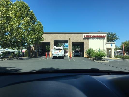 Parked in the shade while waiting for an oil change.