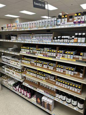 Large selection of essential oils and personal care products.