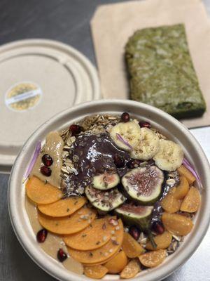 Acai Bowl with Matcha Latte Brownie (must try! , my personal favorite )