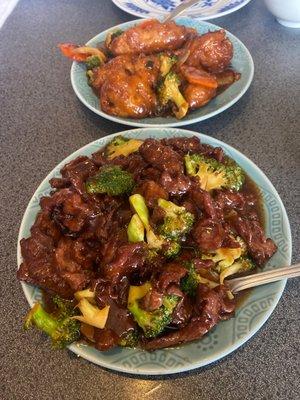 Imperial chicken and beef broccoli