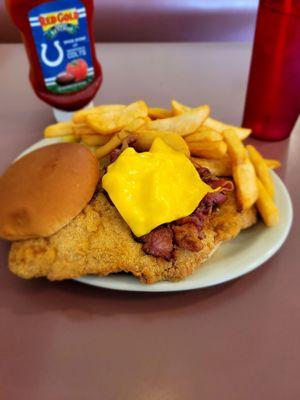 Breaded Tenderloin with Bacon and Cheese!!