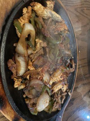 Steak and chicken fajitas.