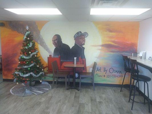 Christmas spirit at Art's BBQ restraunt.