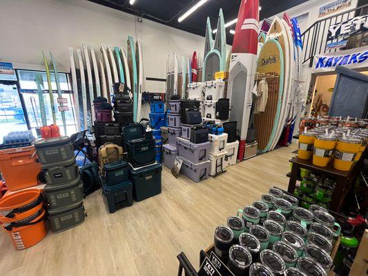 Paddleboards and Yeti Coolers/Drinkware