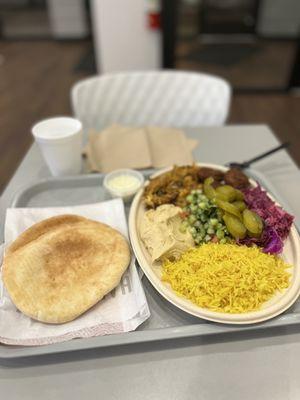 Plate with Chicken Shawarma/falafel Basmati Rice Bowl