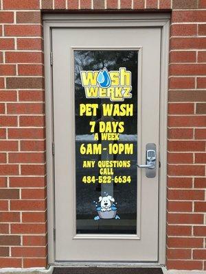 Hours of operation for pet wash!