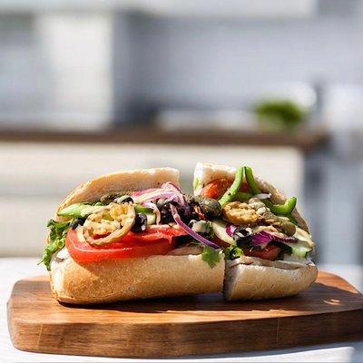 Baguette Sobe Club
(Turkey, Brie and Avocado with all veggies)