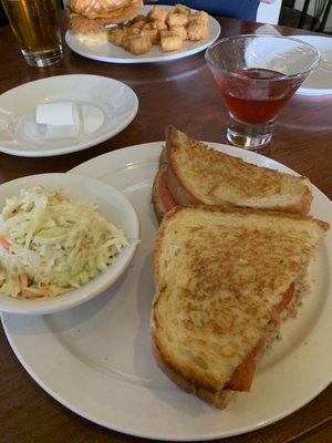 Tuna melt and a pomegranate martini