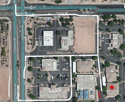 This is a map to our office on McQueen and Elliot. Conveniently located to serve the entire Arizona valley.